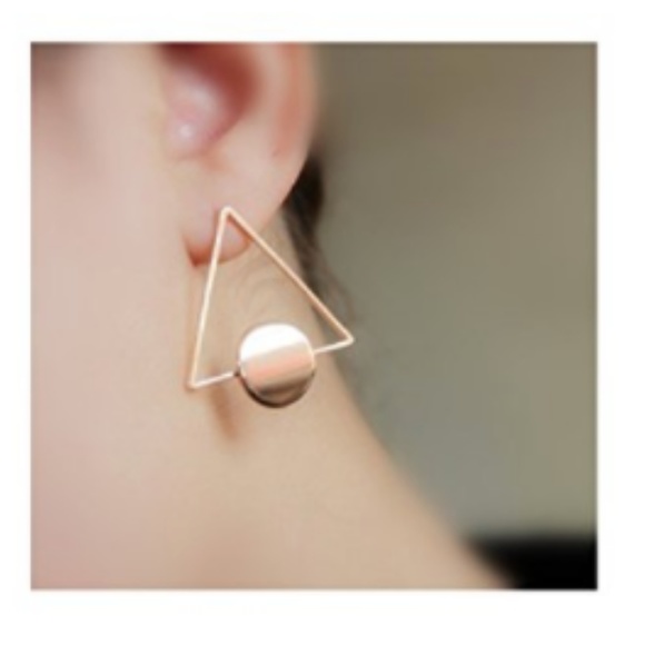 Jewelry - Geometric Triangle and Circular Design Earring